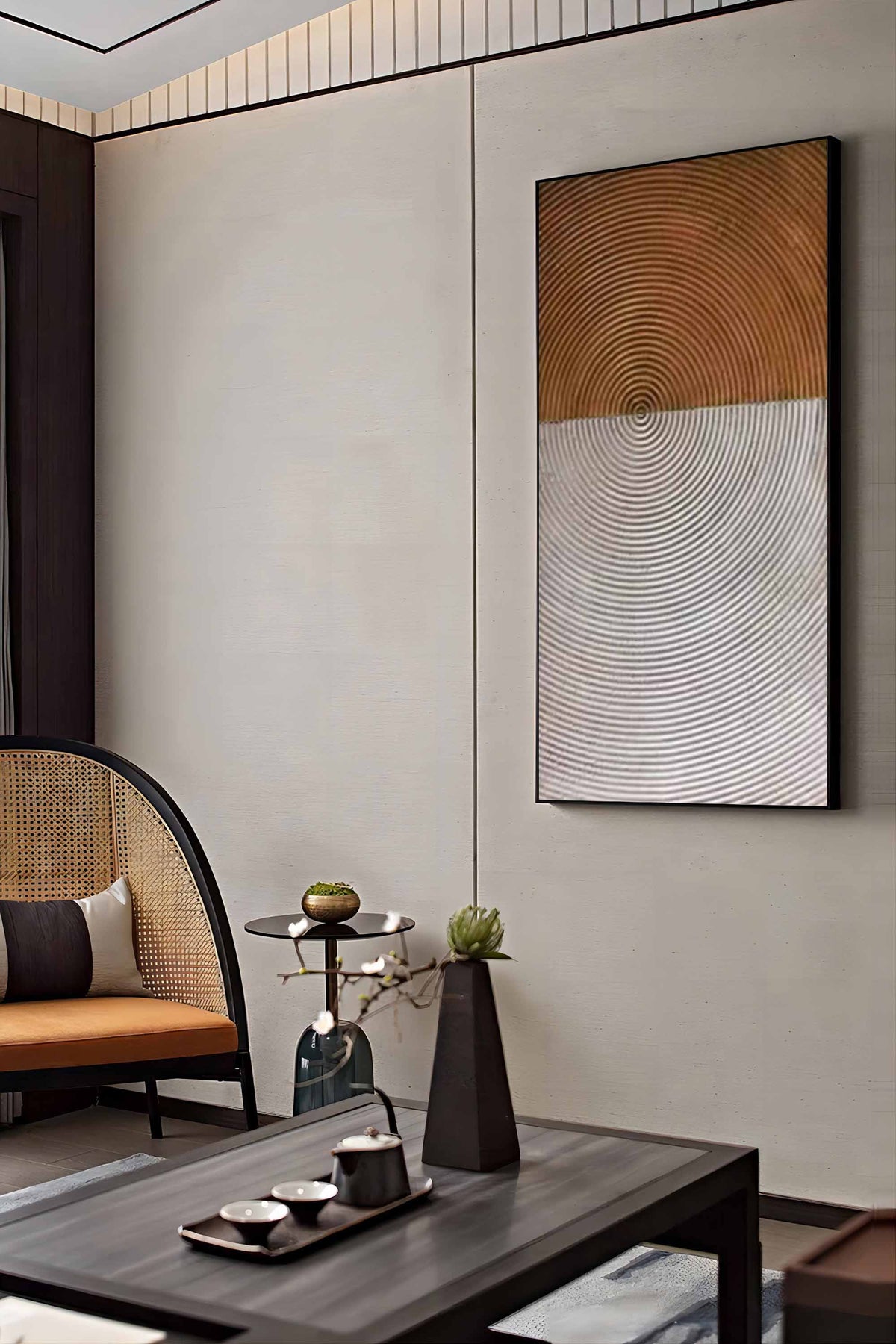 Wabi Sabi Wall Art Two Circular Texture Vertical
