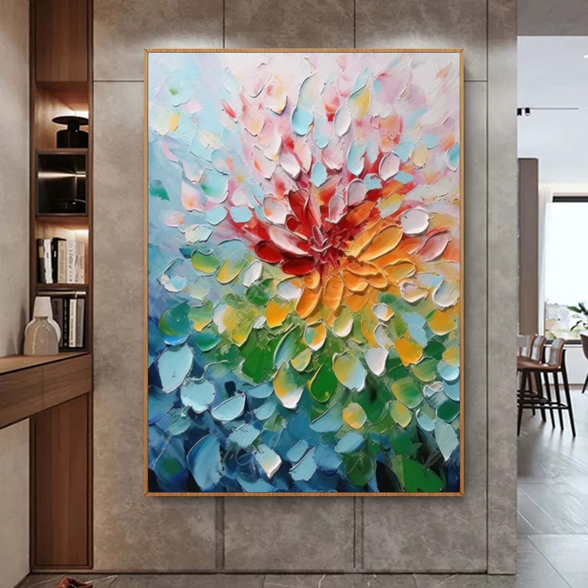 Vibrant Floral Impasto Painting Textured Blooming Flower