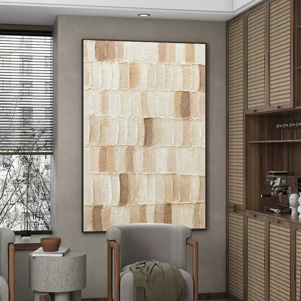 Terracotta Textured Grid Oil Painting