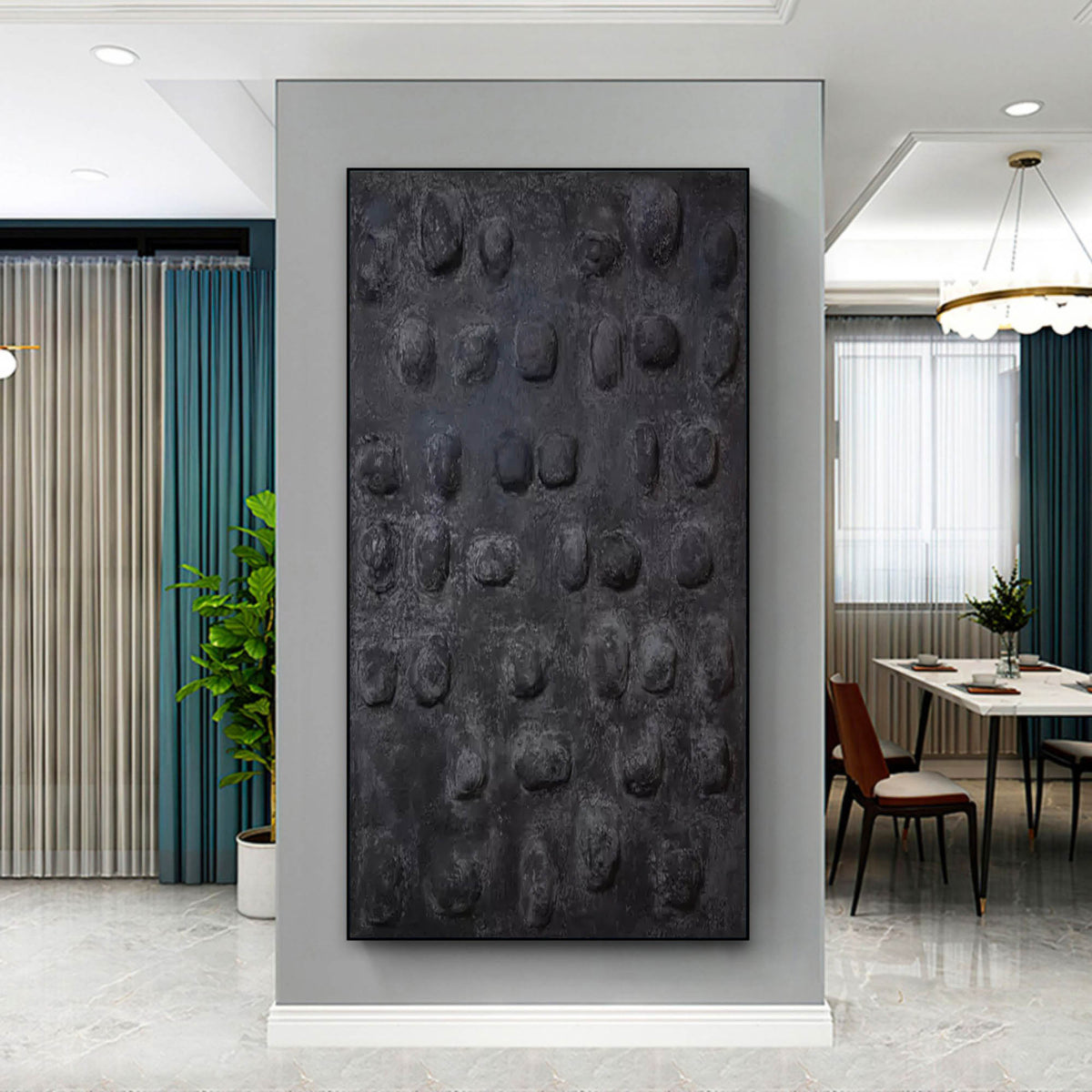 Plaster Art Dark Textured Stone Pattern Abstract Painting
