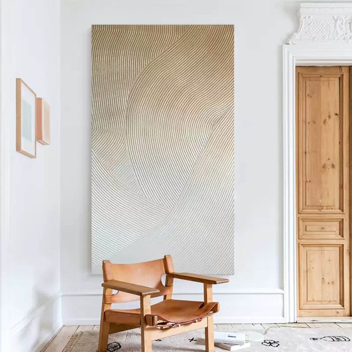 Wabi-Sabi Flowing Lines Bas-Relief Painting