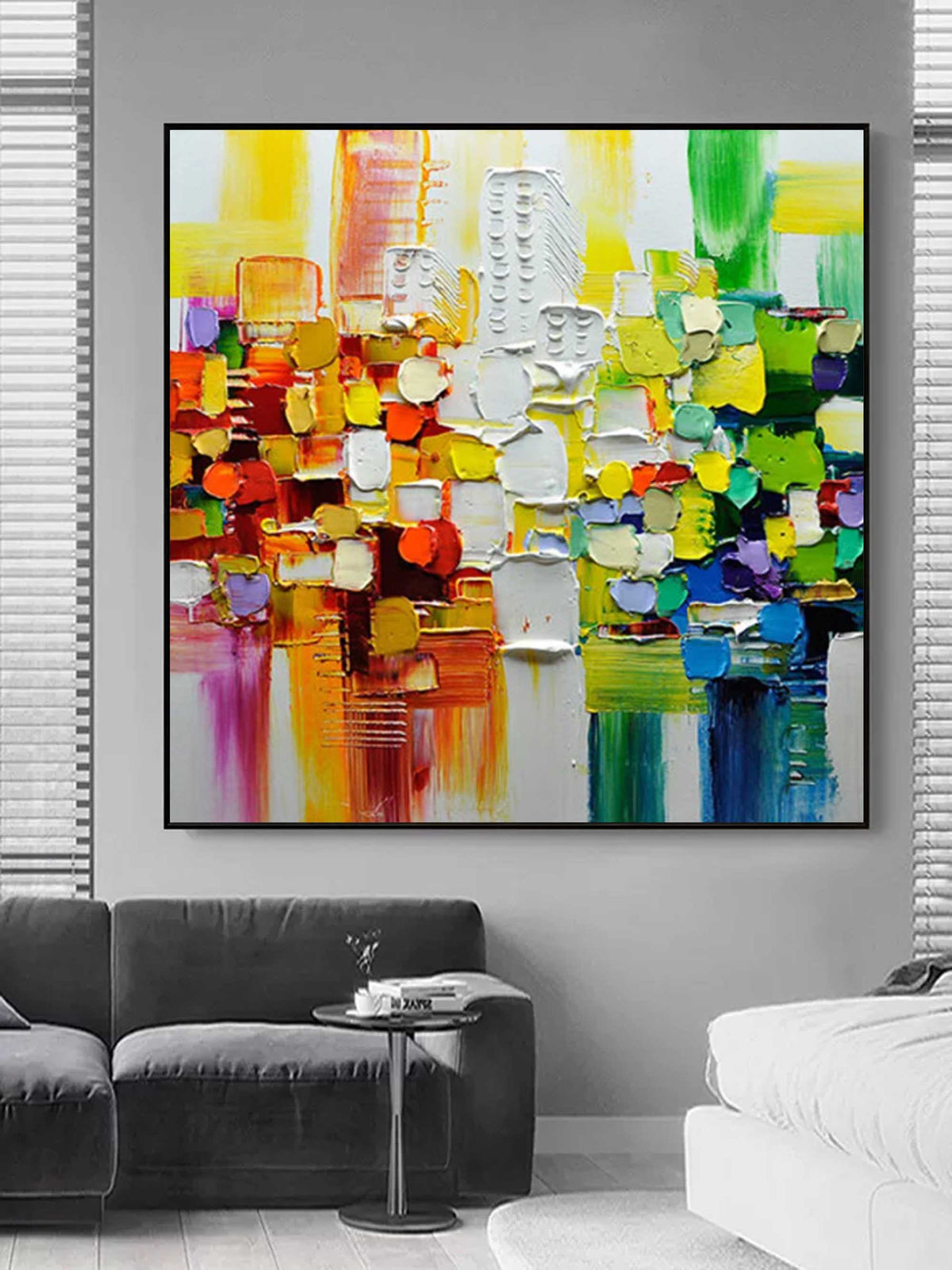 Vibrant Abstract Cityscape Oil Painting