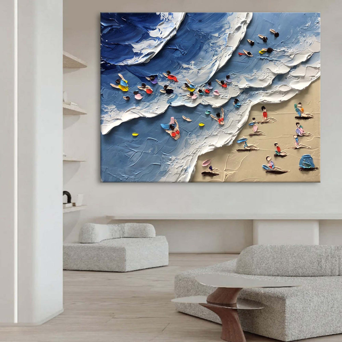 Aerial Beach Day Impasto Painting