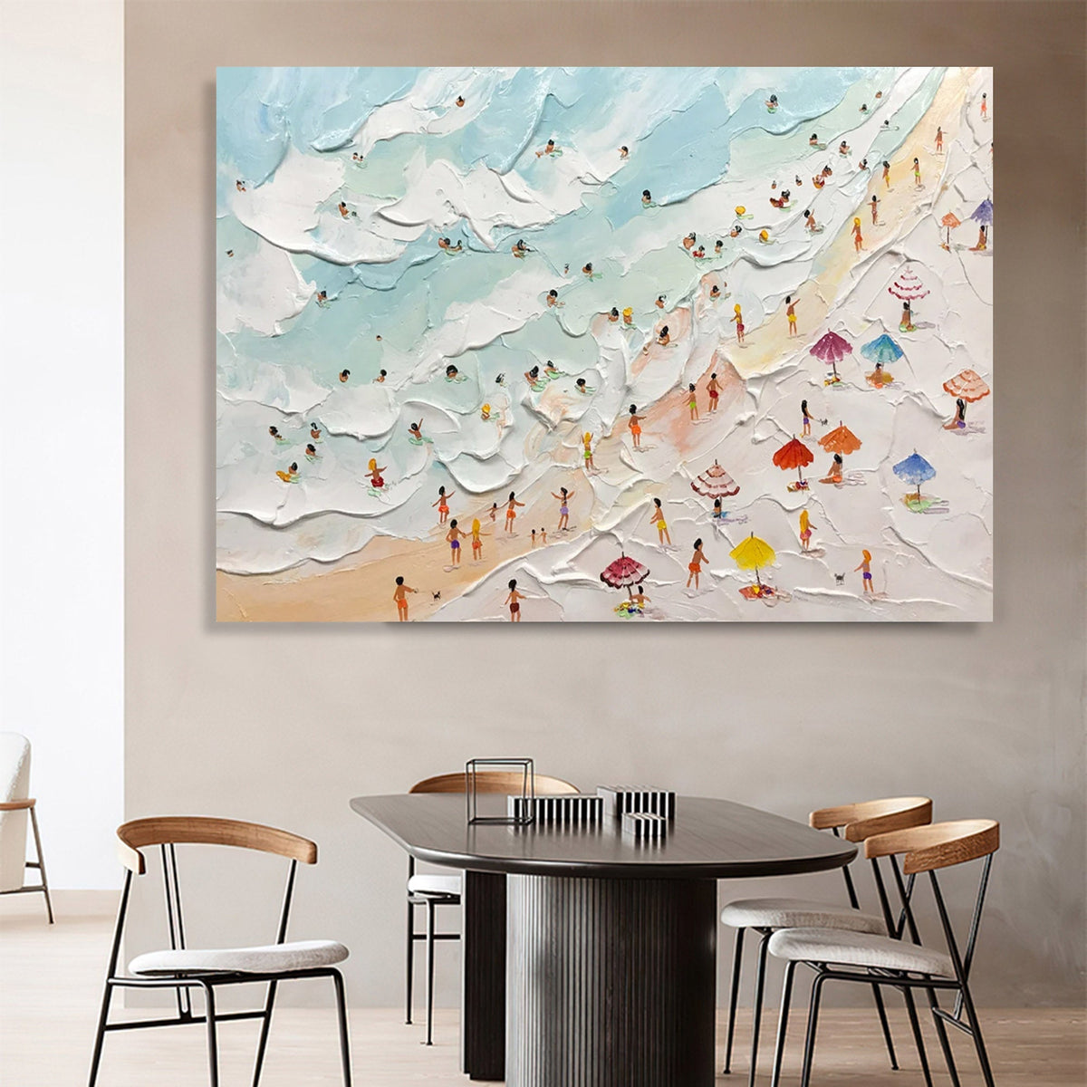 Aerial Beach Painting Impasto Coastal Wall Art