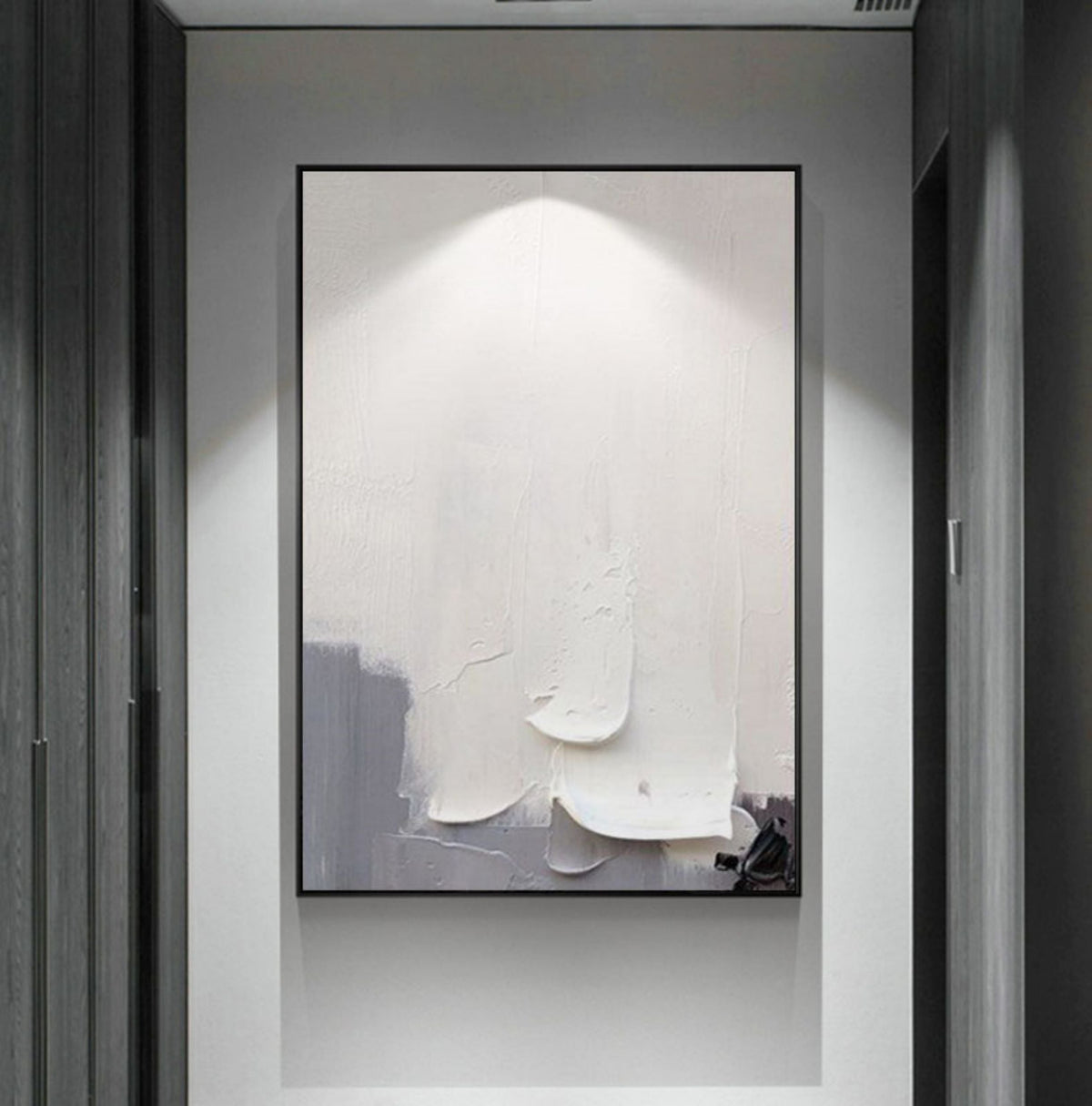 Wall Art Soft Gray White Layered Thick Paint