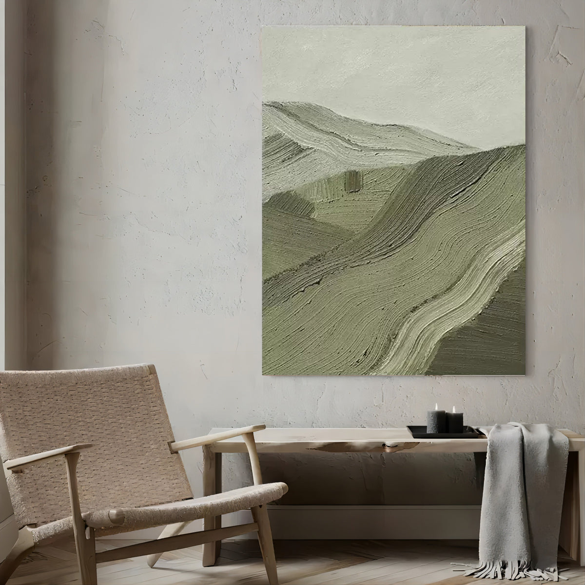 Wabi-Sabi Textured Mountain Landscape Wall Art