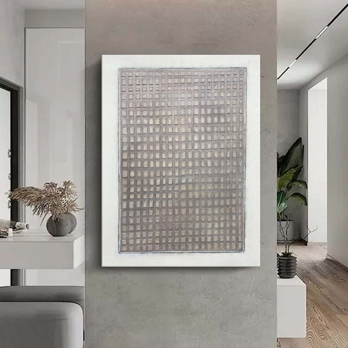 Minimalist Textured Grid Painting