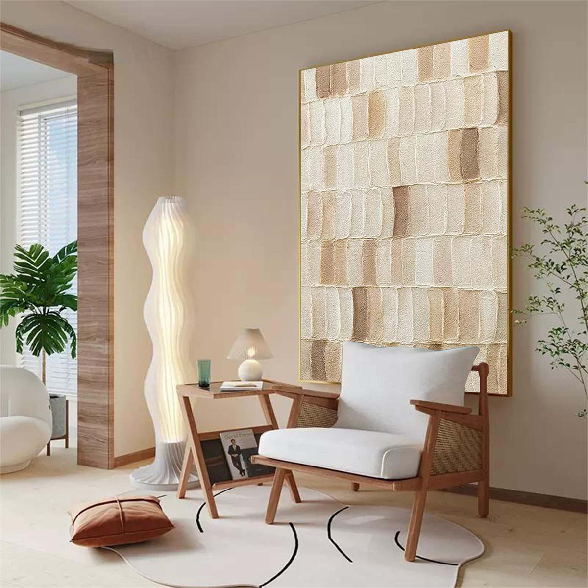 Terracotta Textured Grid Oil Painting