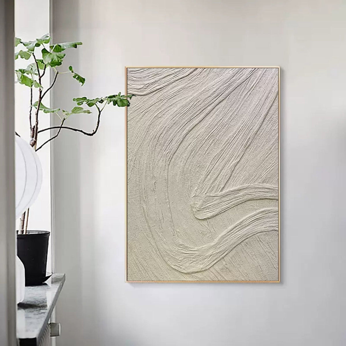 Plaster Minimalist White Textured Flow Wall Art
