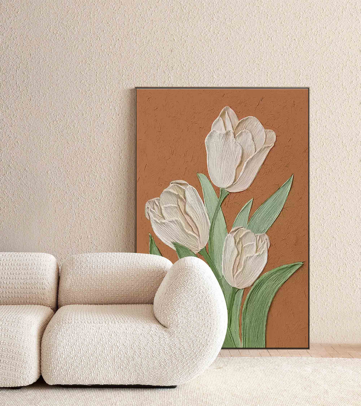 Wall Art Floral Impasto Soft Modern
