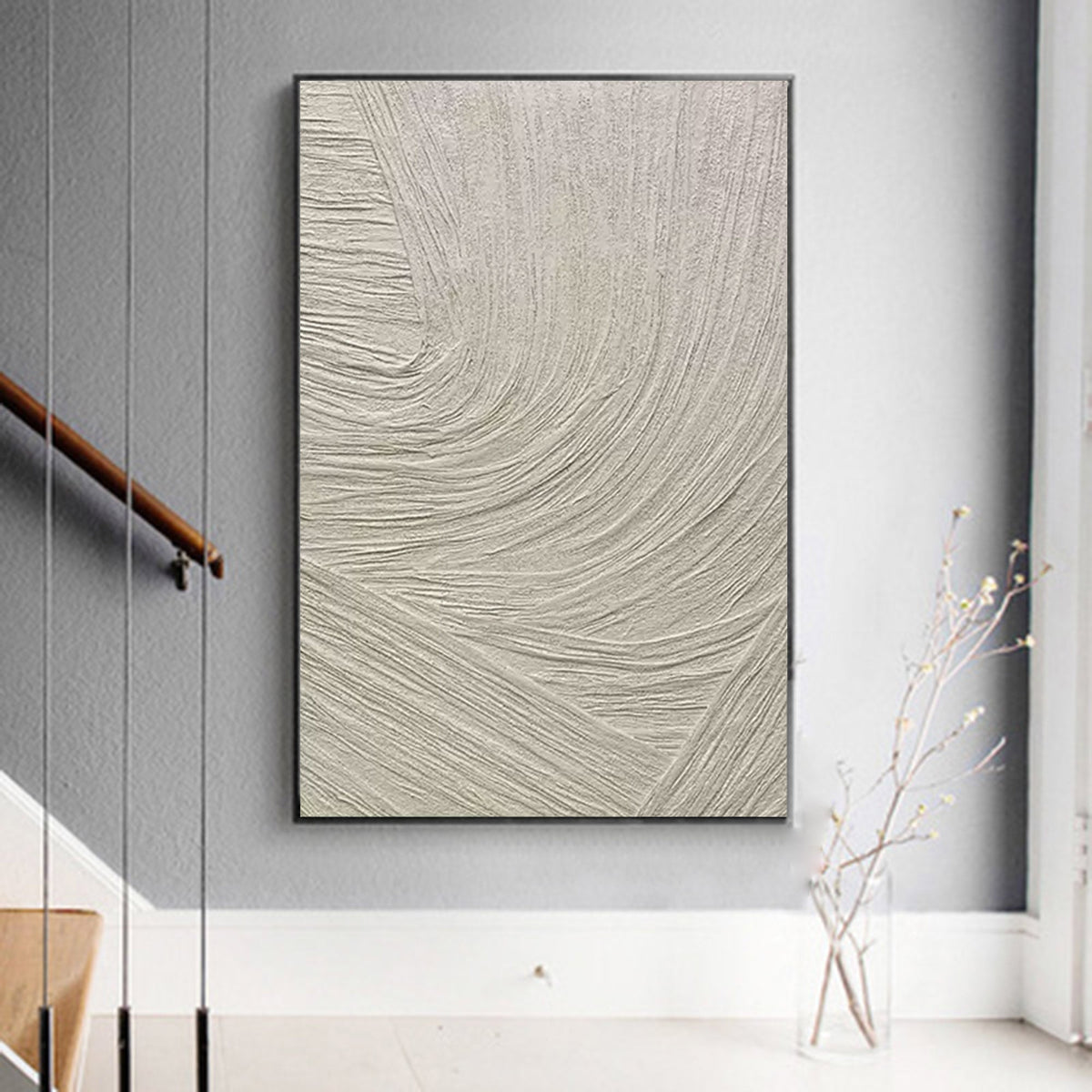 Textured Neutral Wave Triptych Relief Painting Set