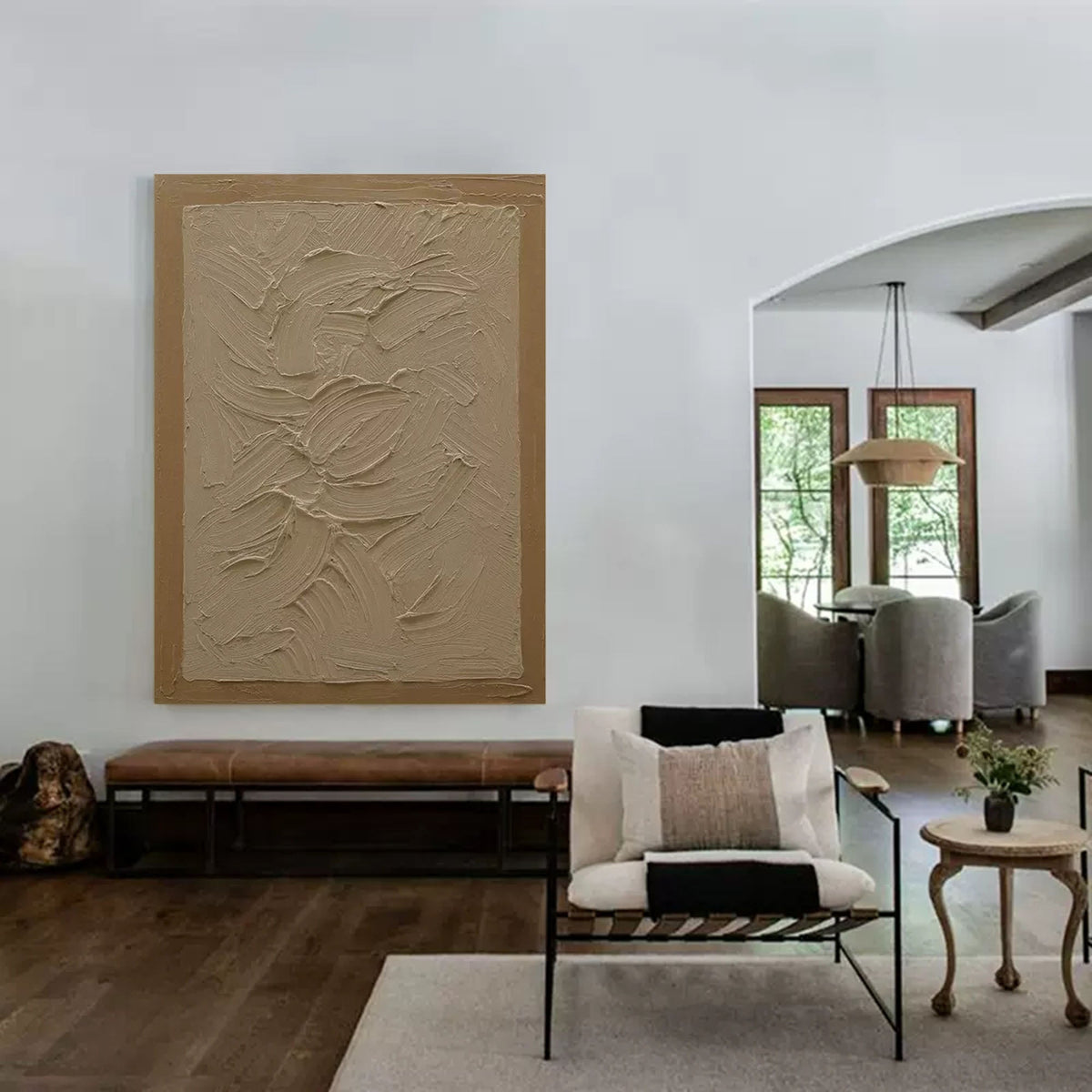 Wall Art Minimalist 3D Beige Textured