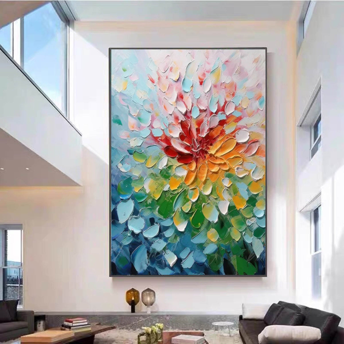 Vibrant Floral Impasto Painting Textured Blooming Flower