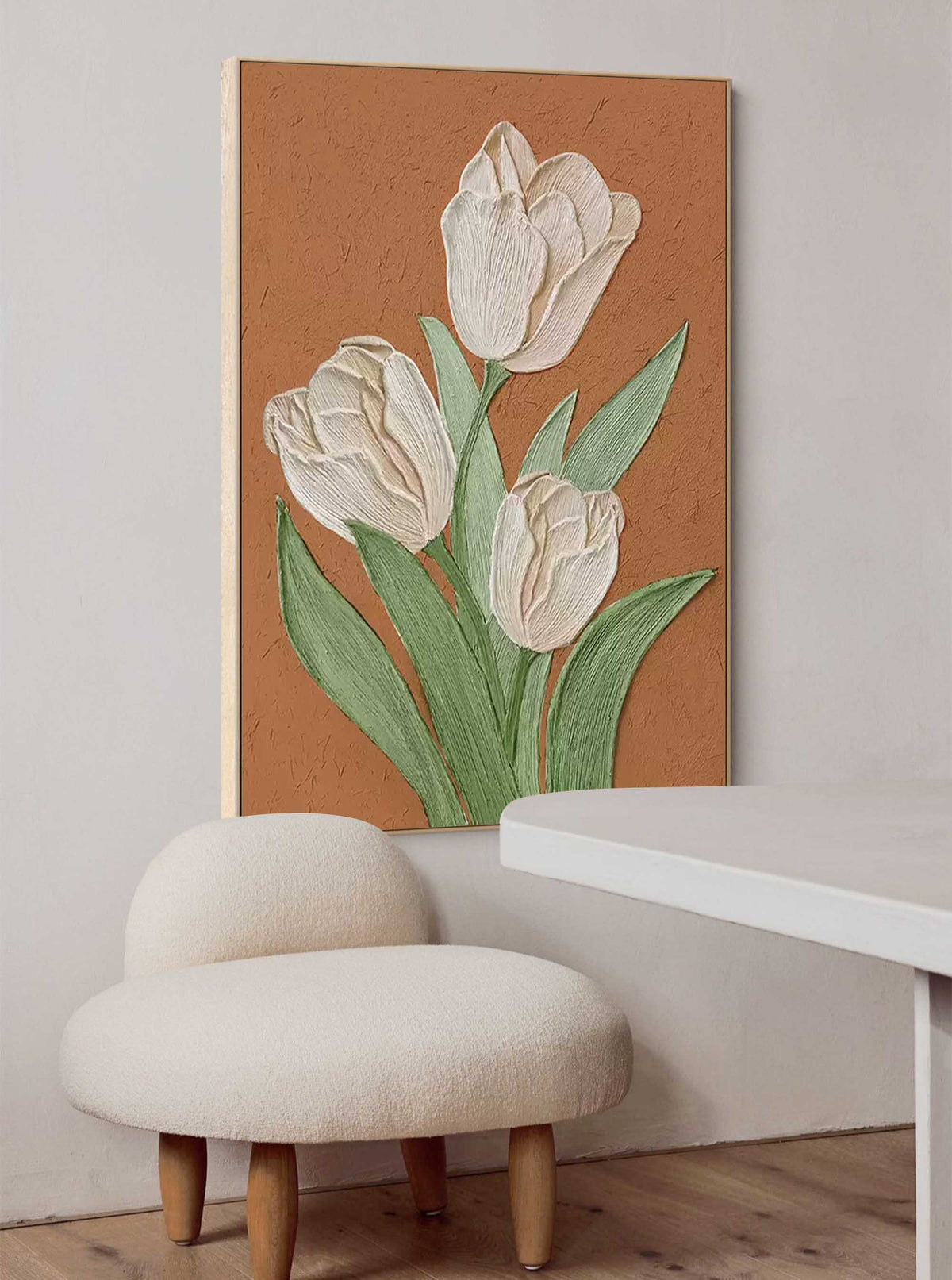 Wall Art Floral Impasto Soft Modern