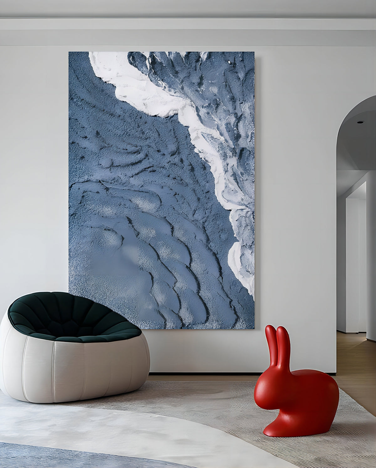 Textured Coastal Wave Relief Painting