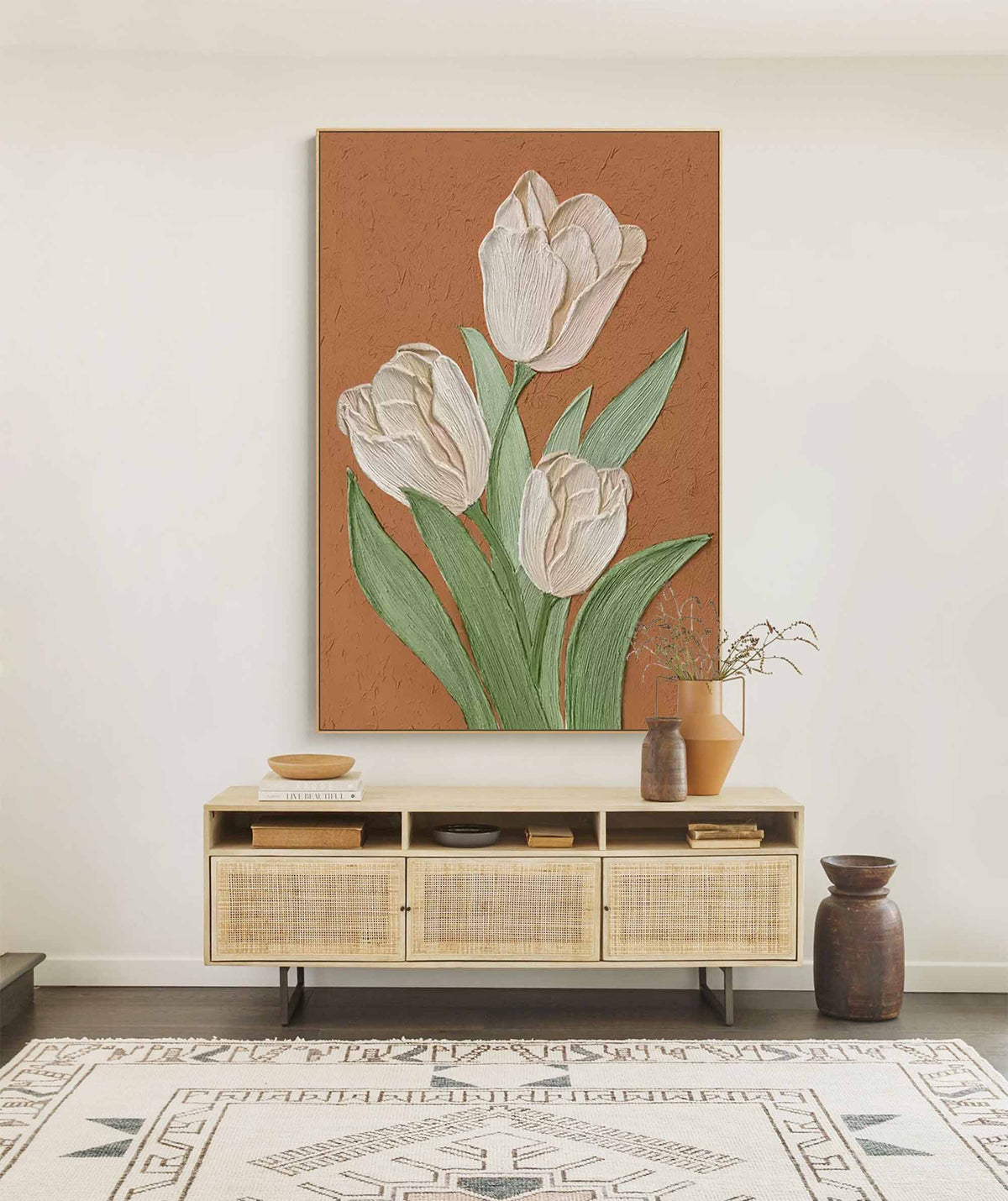 Wall Art Floral Impasto Soft Modern