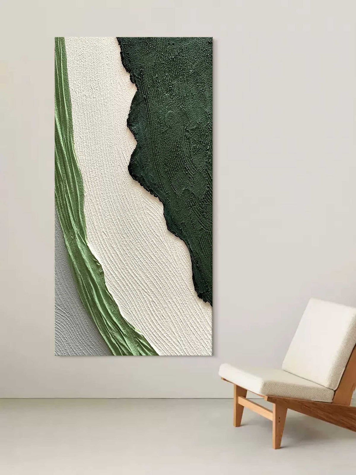 Green White Landscape 3D Textured Painting