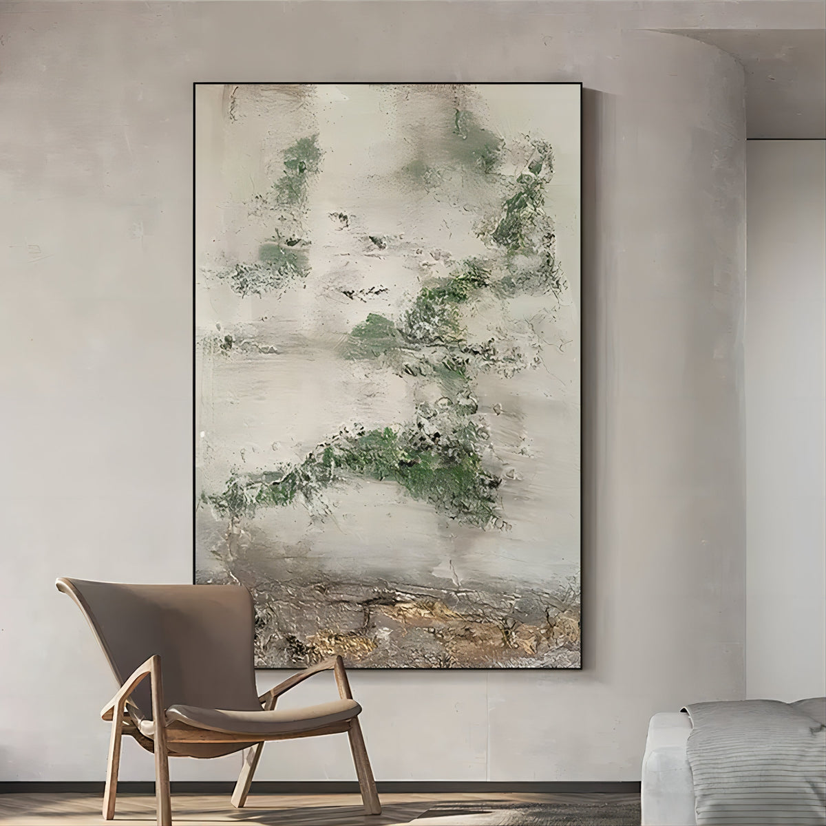 Wabi-Sabi Moss & Stone Abstract Painting
