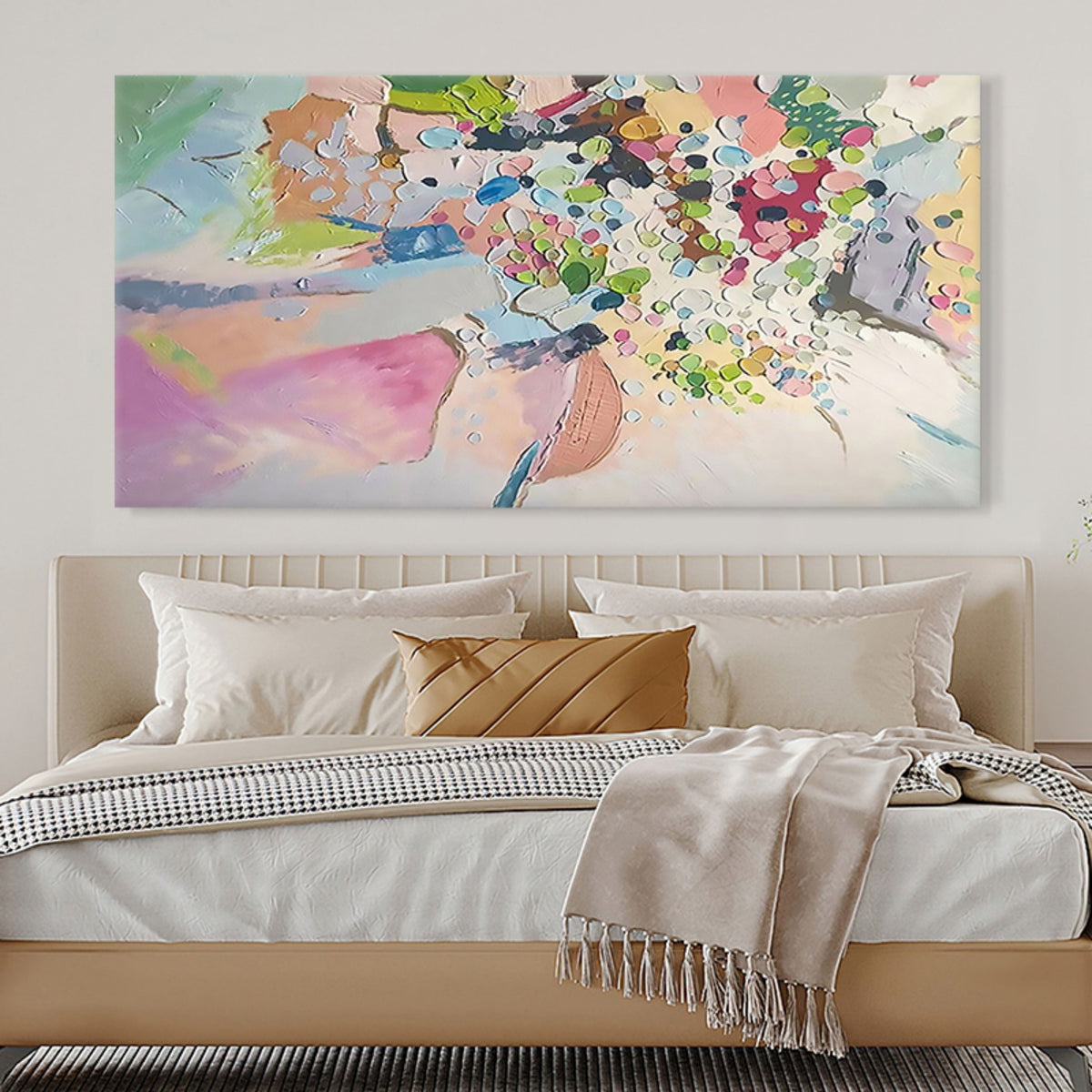 Vibrant Confetti Dot Impasto Painting