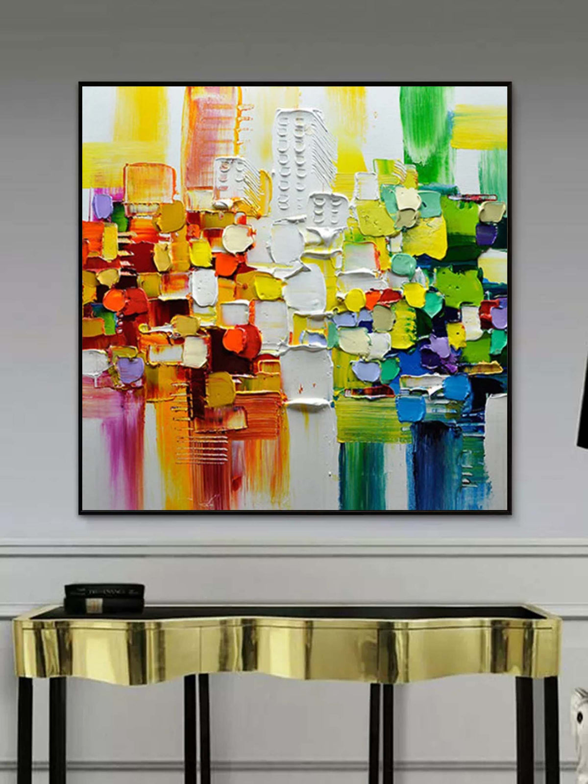 Vibrant Abstract Cityscape Oil Painting