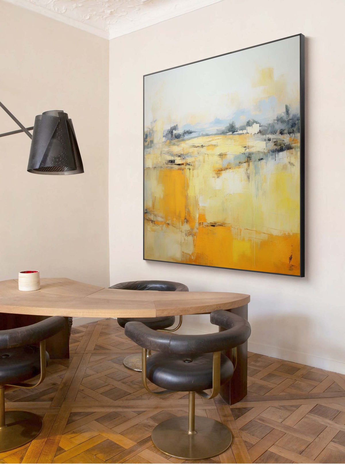 Warm Abstract Landscape Oil Painting Yellow