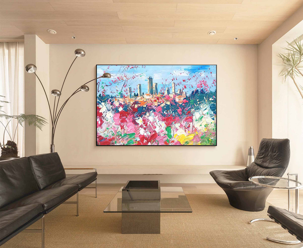 Floral Impressionist Cityscape Oil Painting