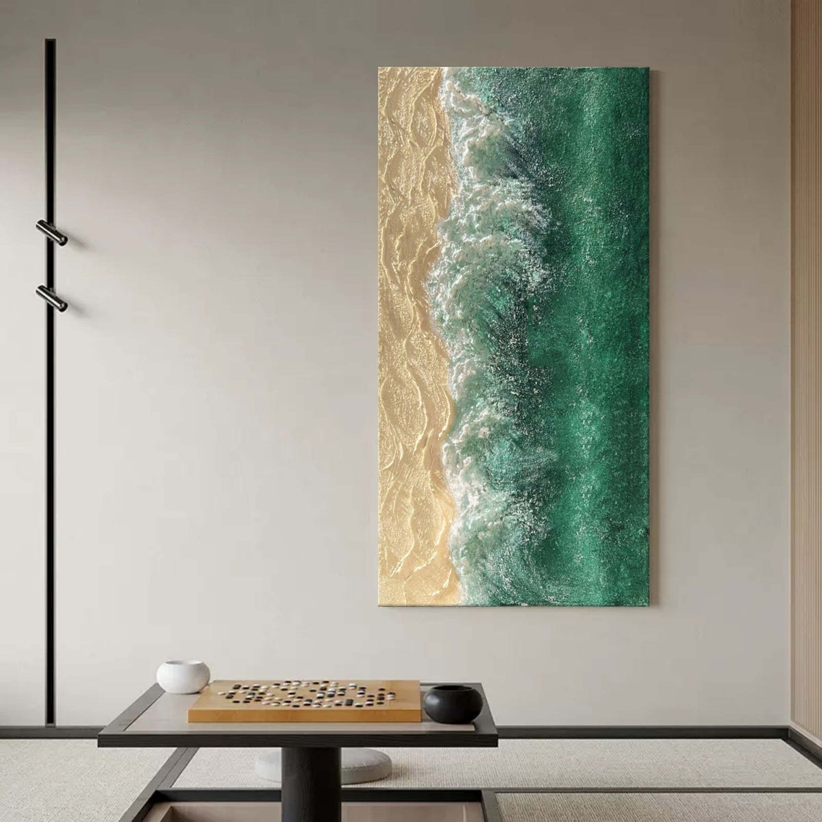 Wall Art Vertical Abstract Crashing Wave Emerald
