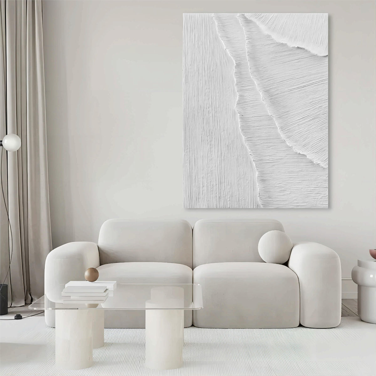 Monochrome Textured Wave Oil Painting