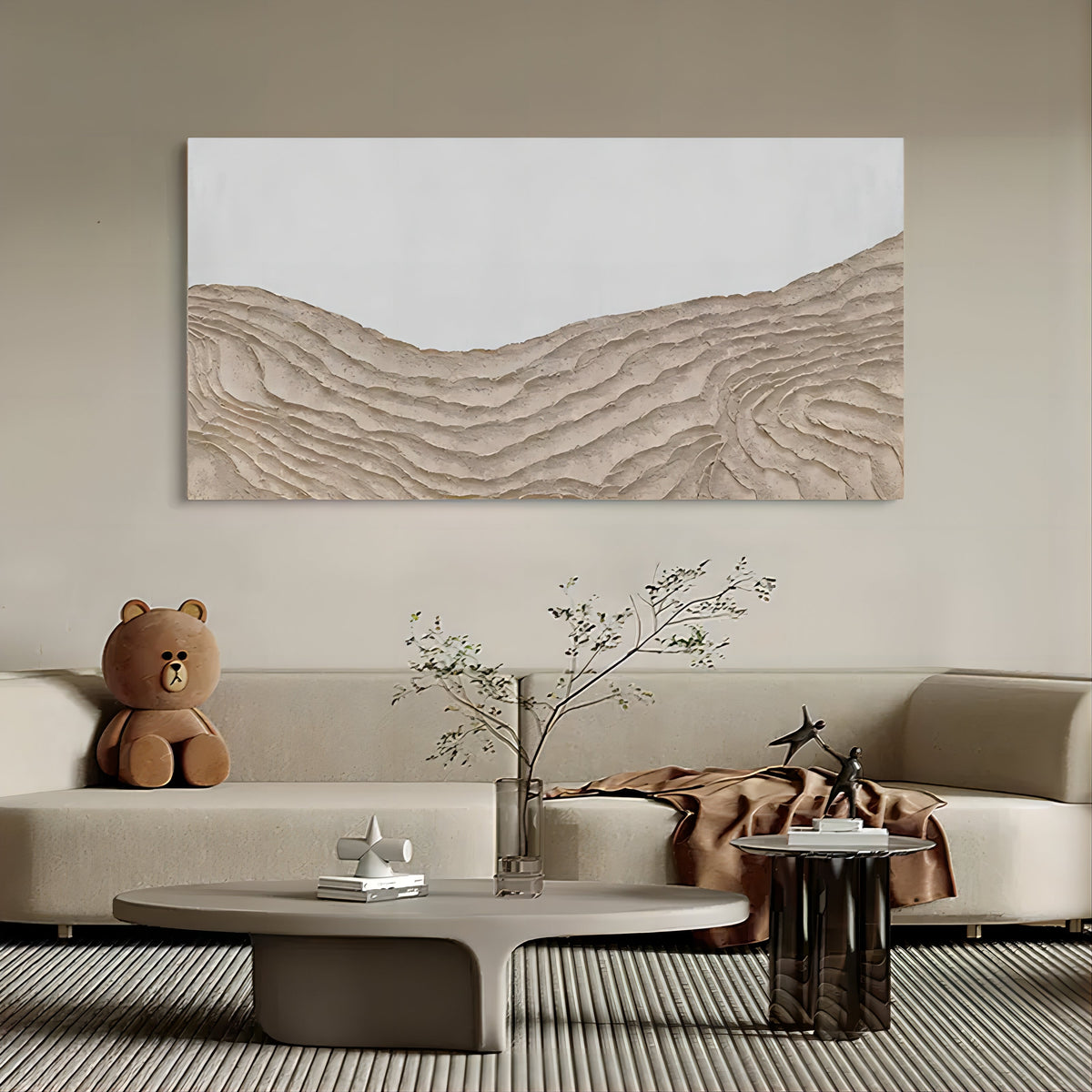 Wabi-Sabi Textured Mountain Range Painting