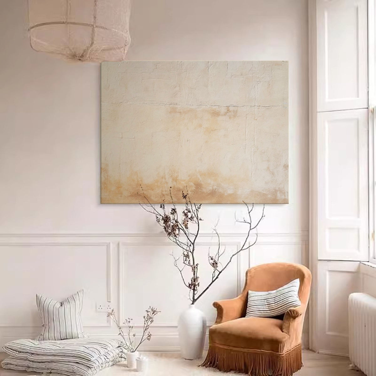 Minimalist Textured Wall Art Warm Neutrals