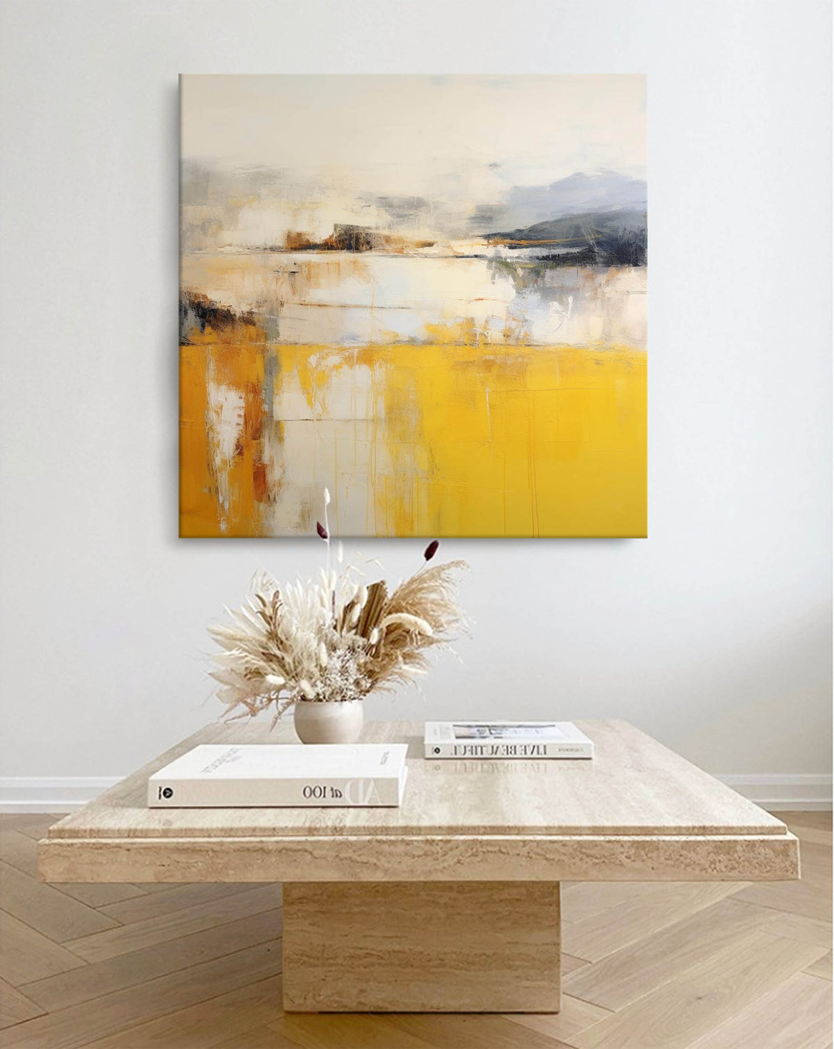 Abstract Landscape Oil Painting Vibrant Yellow