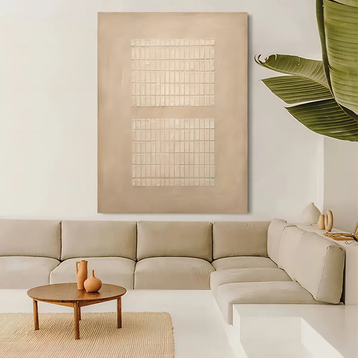 Wabi-Sabi Dual Grid Bas-Relief Painting