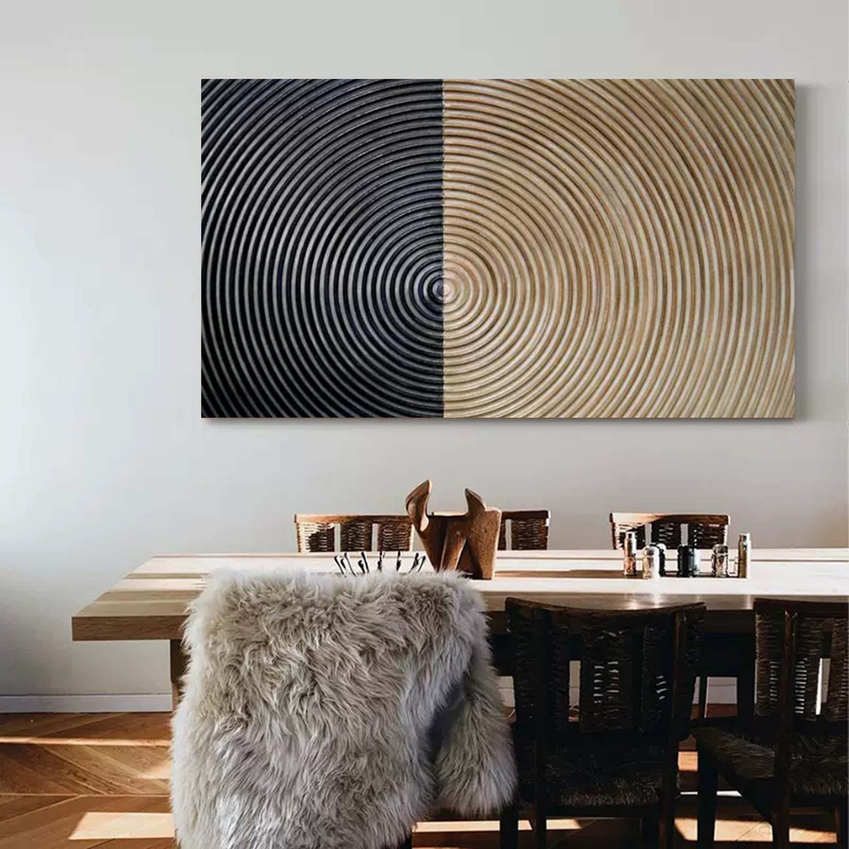 Concentric Circles Bas-Relief Painting