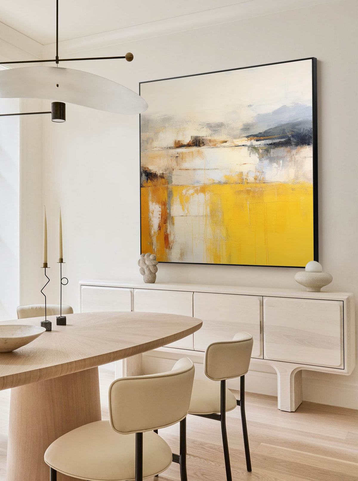 Abstract Landscape Oil Painting Vibrant Yellow