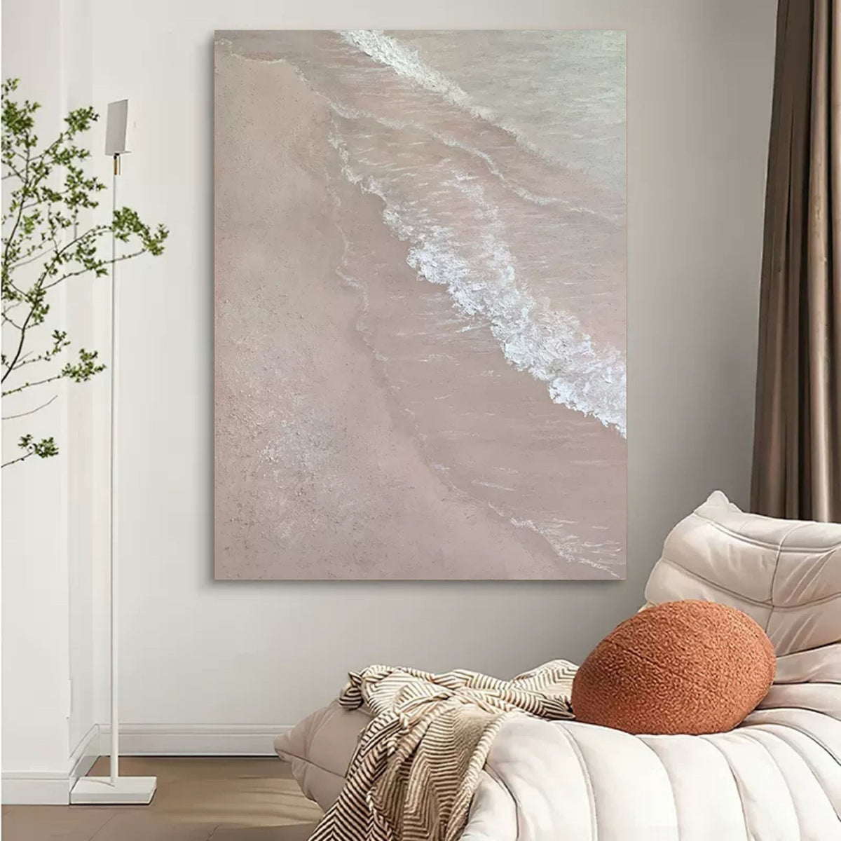 Wabi-Sabi Wall Art Soft Pink Beach Wave Painting