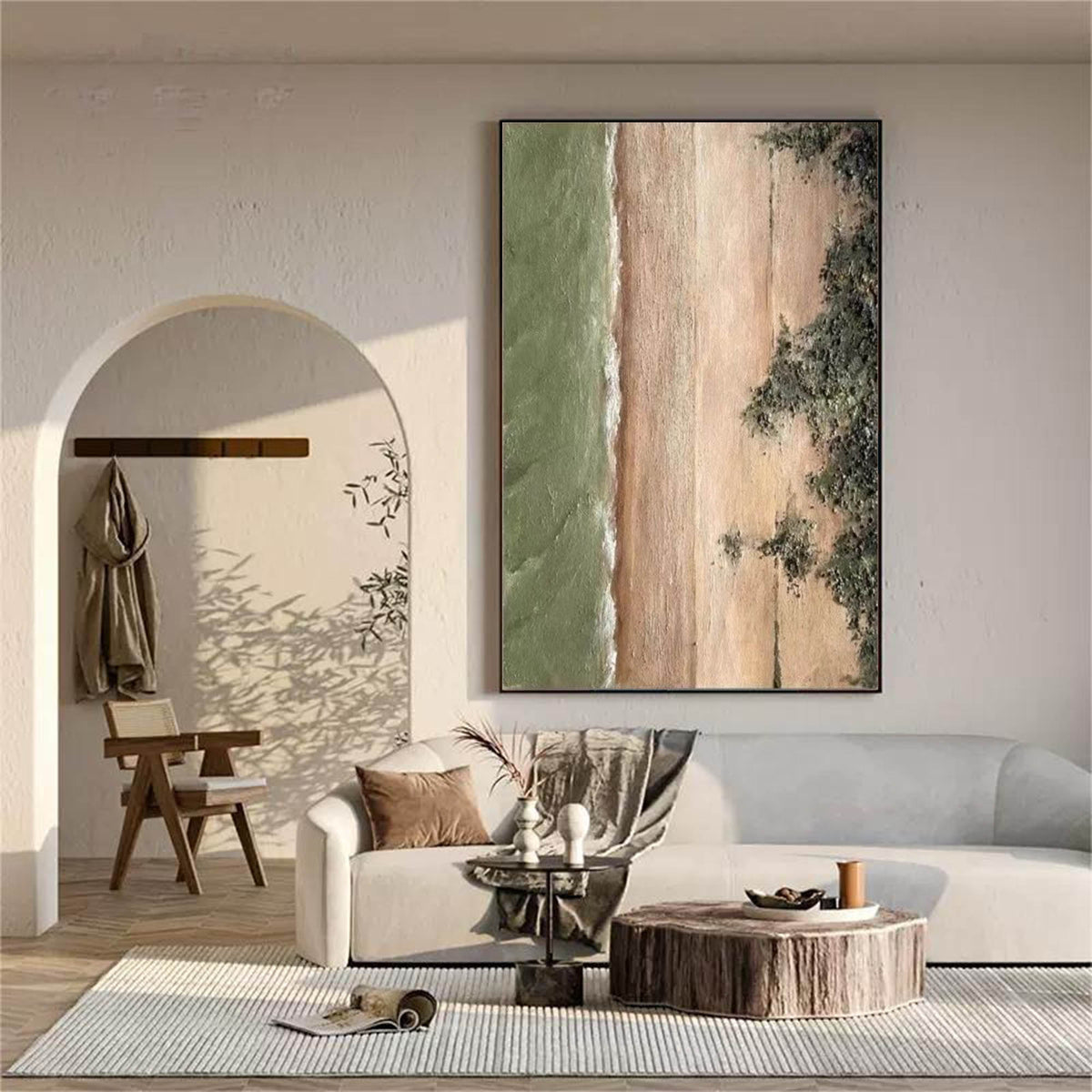 Wall Art Vertical Abstract Coastal Grove Sage