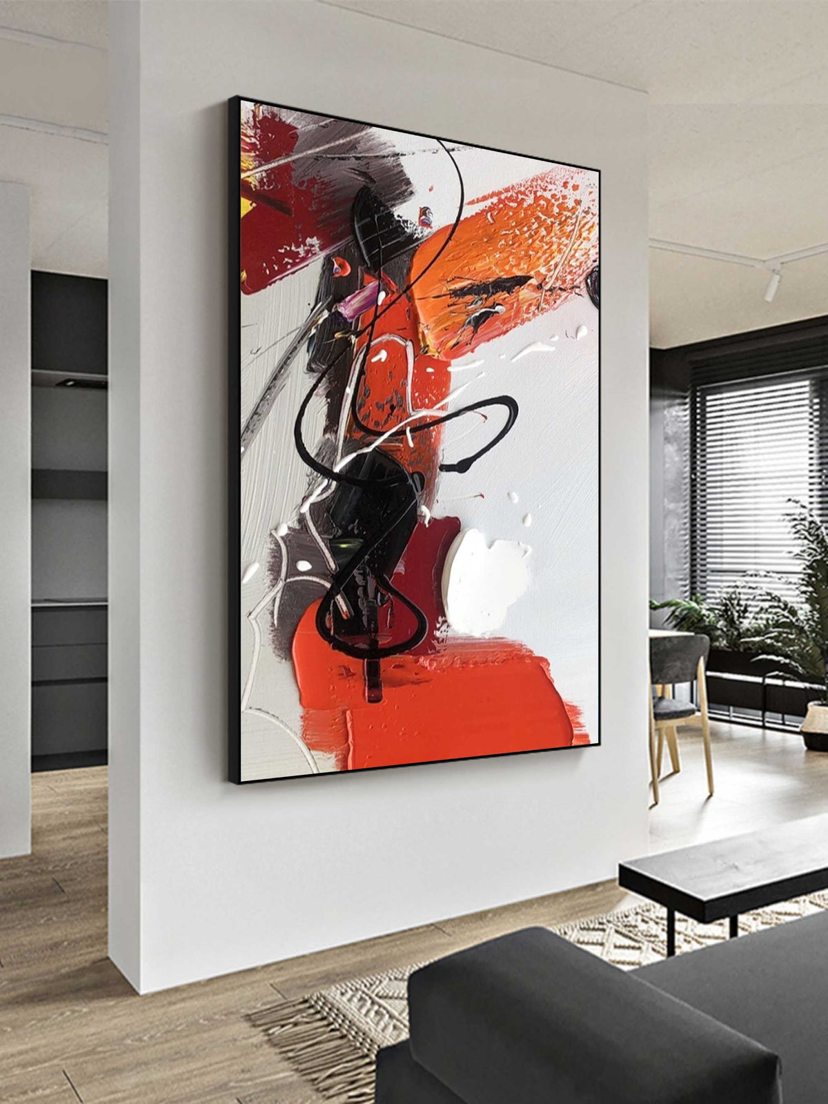 Colorful Vibrant Abstract Painting Red Orange