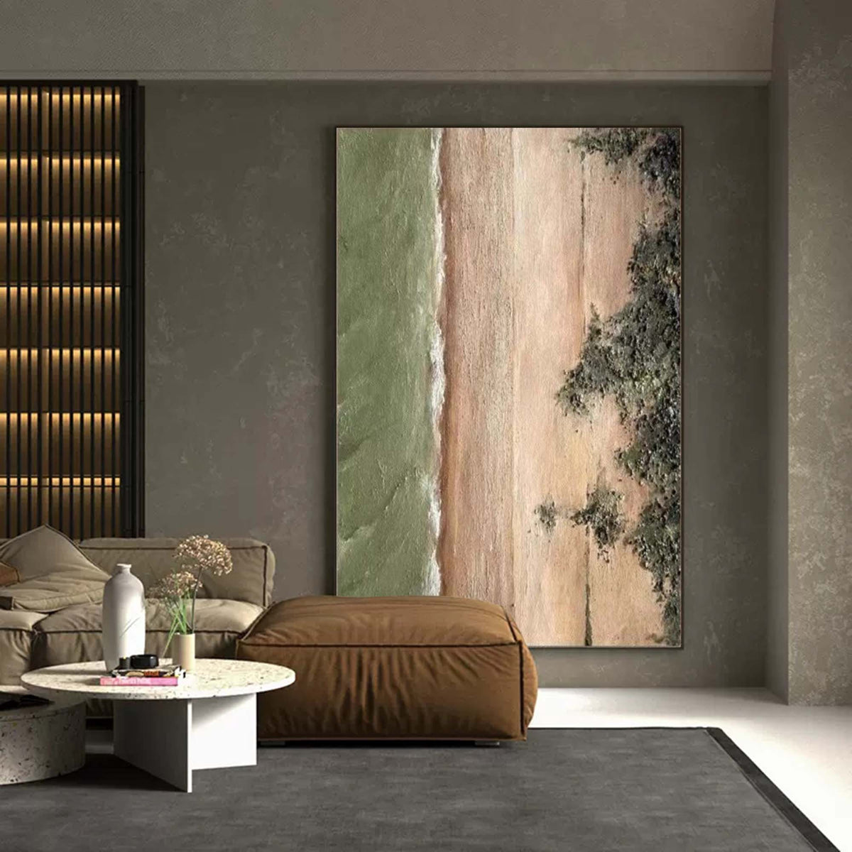 Wall Art Vertical Abstract Coastal Grove Sage
