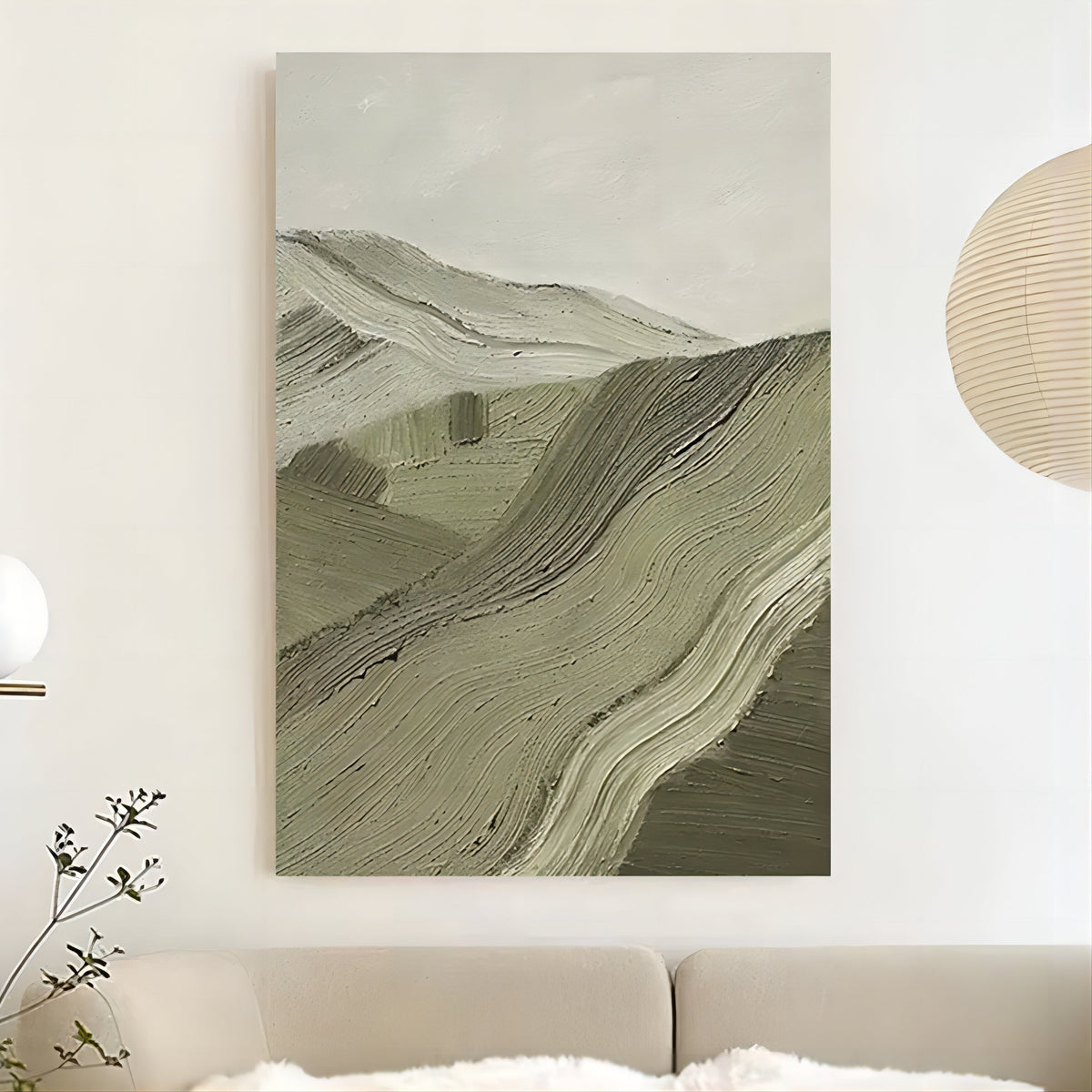 Wabi-Sabi Textured Mountain Landscape Wall Art