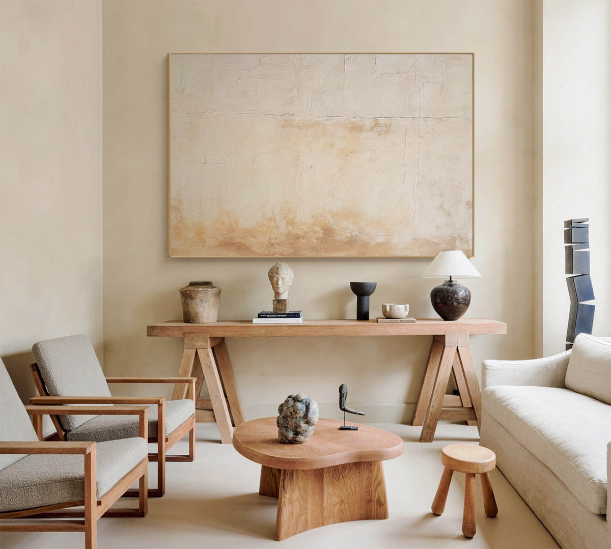 Minimalist Textured Wall Art Warm Neutrals