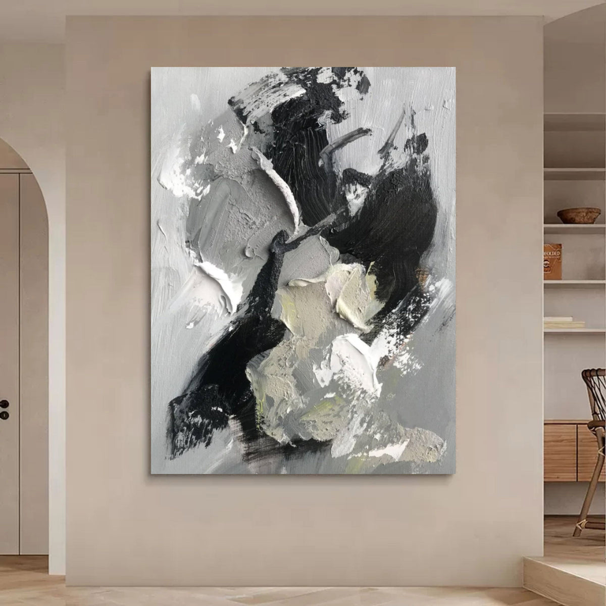 Wall Art Wabi-Sabi Abstract Dynamic Strokes Linen Canvas