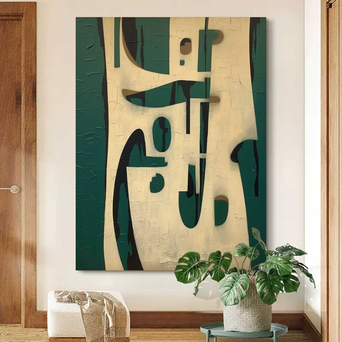 Wall Art Vertical Abstract Geometric Block Sage