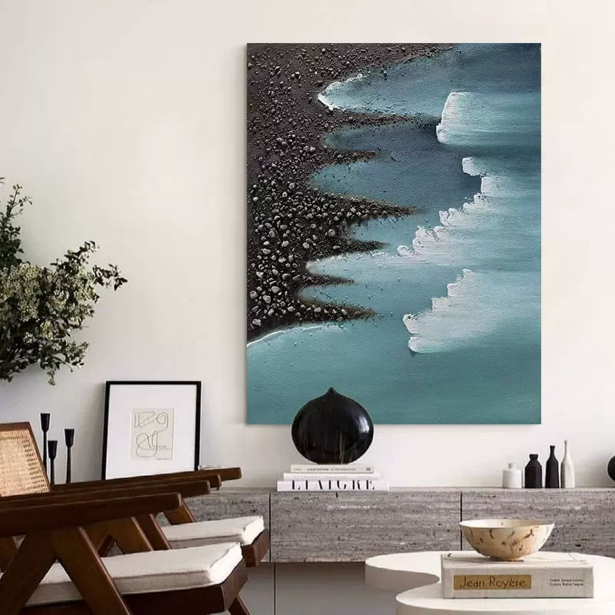 Plaster Coastal Textured Seascape Abstract Painting