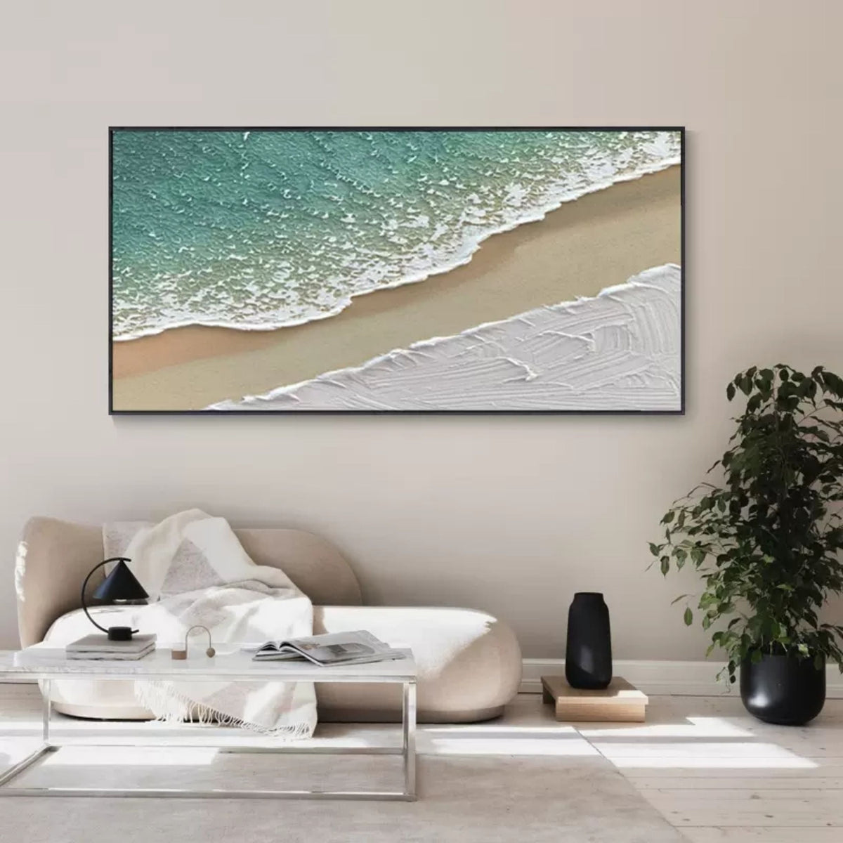 Plaster Tactile Coastal Wave Sand Textured Wall Art