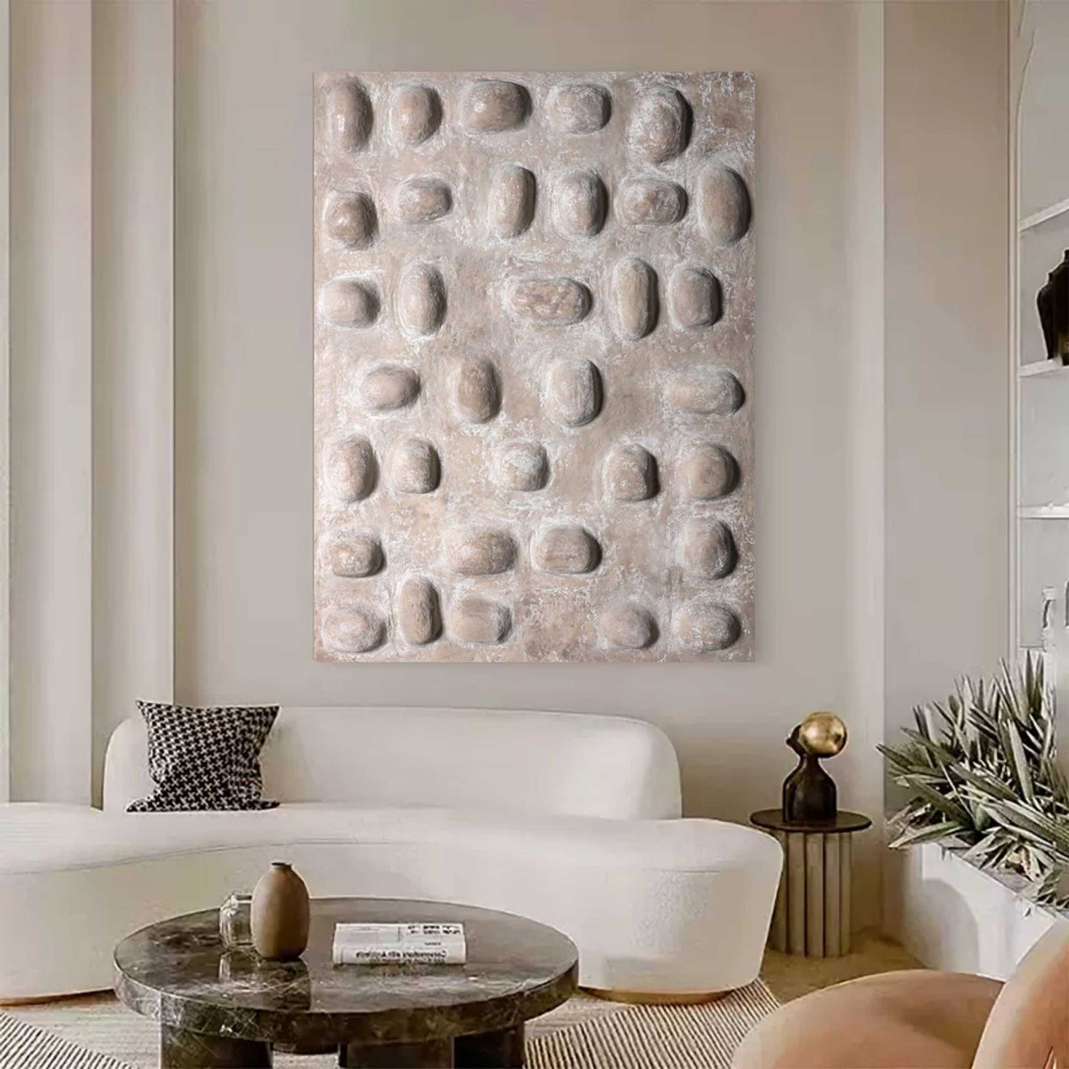 Wabi-Sabi Pebble Relief Texture Painting