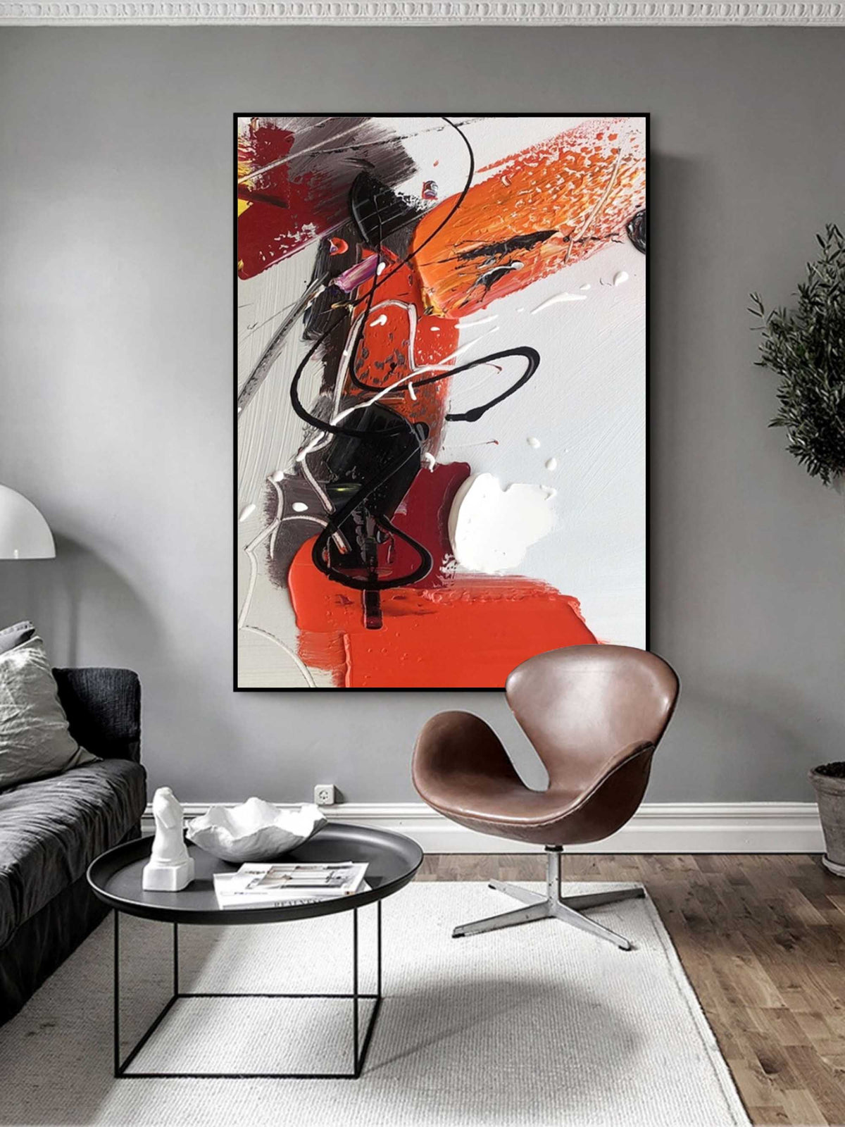 Colorful Vibrant Abstract Painting Red Orange