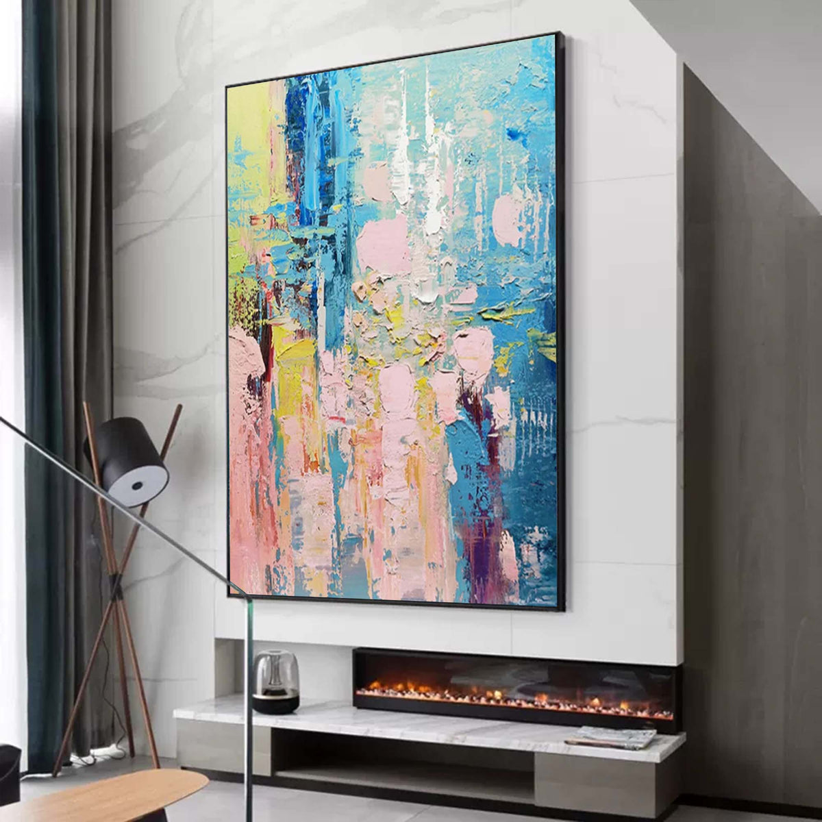 Vibrant Pastel Abstract Impasto Painting