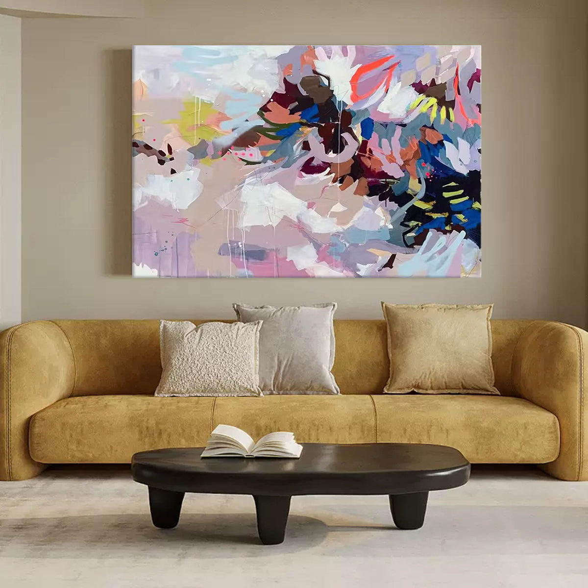 Contemporary Floral Painting Soft Pastel Bold