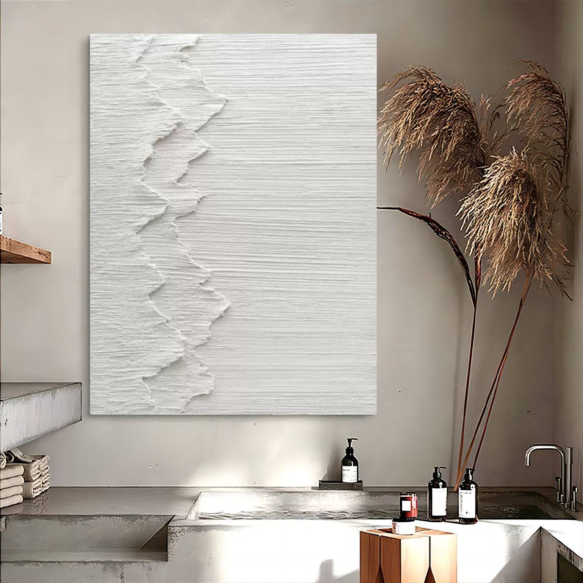 Plaster Zigzag Abstract Wall Art