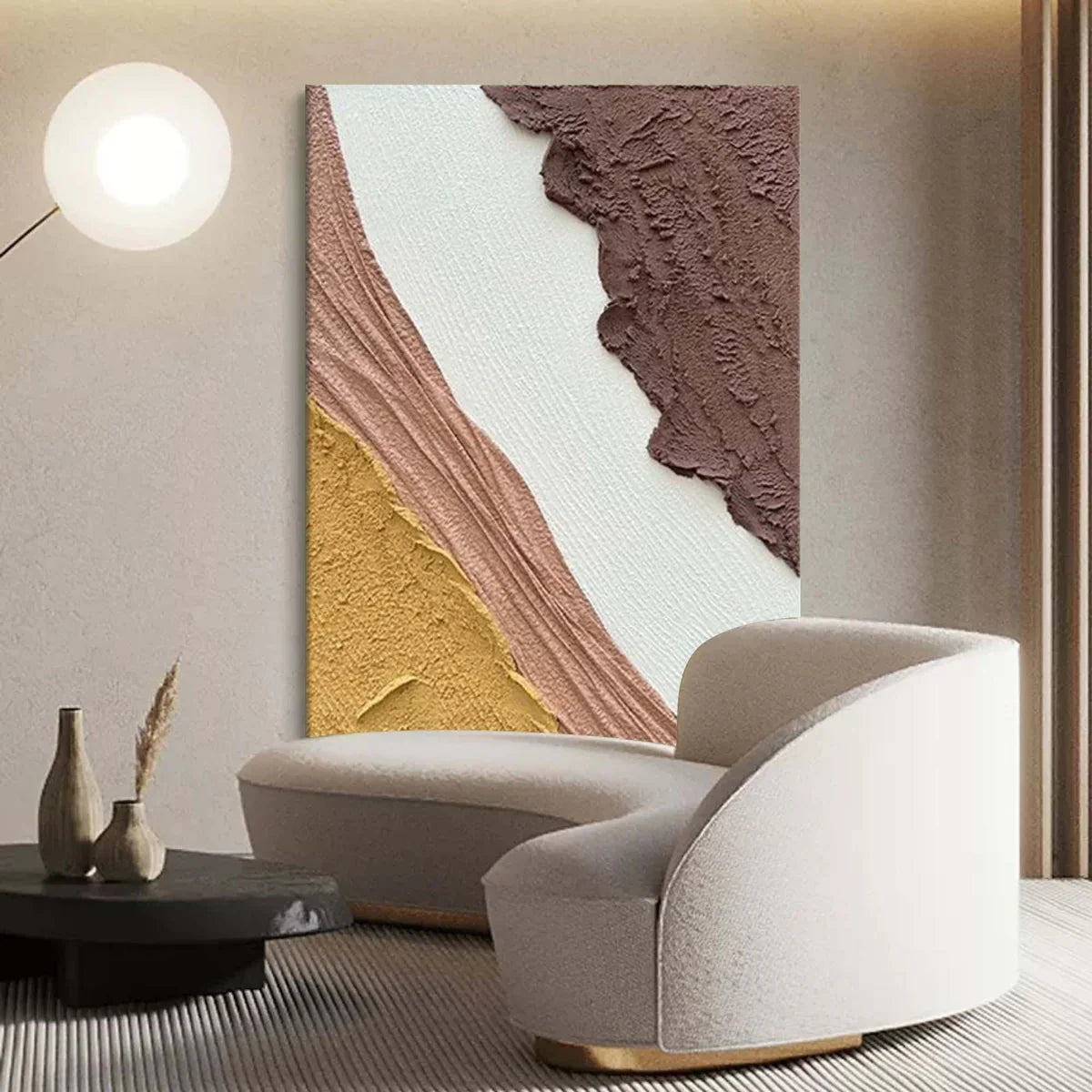 Plaster Warm Tone Block Textured Wall Art
